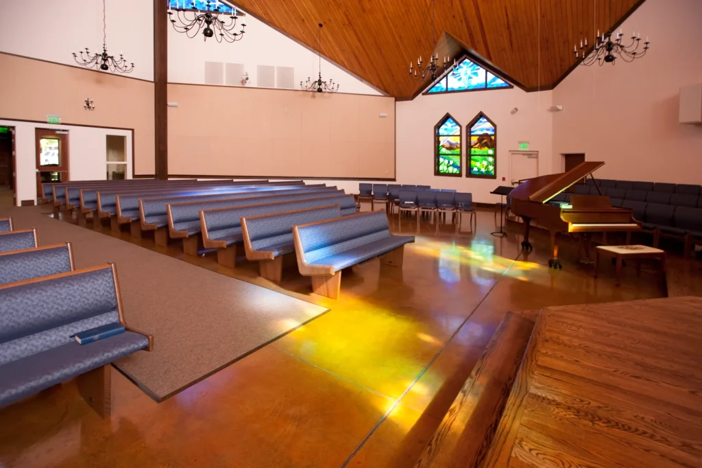 Church interior showcasing thoughtful design for places of worship.