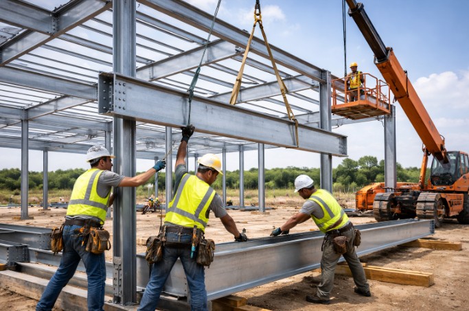 Cost-efficient construction process using professional metal building service teams.